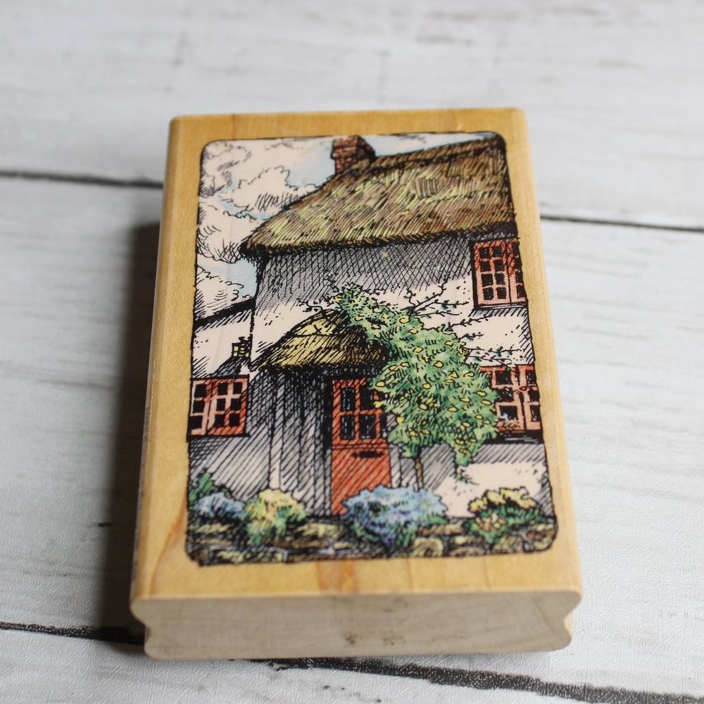Stampendous Rubber Stamp Mounted Wooden Block Sunnybank English Cottage